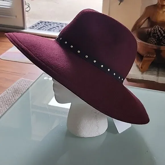 Ted Baker WXH- Rosieyy Corpcore Mob Wife Oxblood Color Hat New With Tags